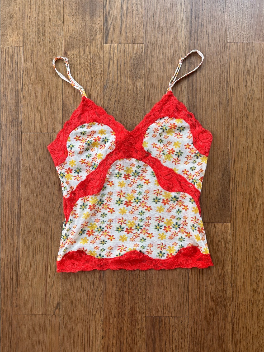 Vintage HTF Mary Green San Francisco Red Floral Cami